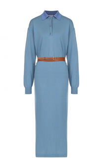 Вязаное платье-рубашка с контрастным поясом Loewe