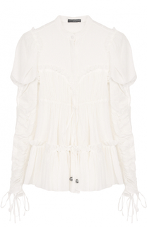 Блуза свободного кроя с рукавом-фонарик и драпировкой Alexander McQueen