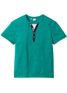 Футболка Regular Fit на пуговицах (изумрудный) Bonprix