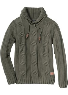 Пуловер Slim Fit (темно-оливковый) Bonprix