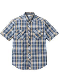 Рубашка Regular Fit с коротким рукавом (бежевый в клетку) Bonprix