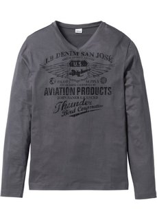 Футболка Regular Fit с длинным рукавом (антрацитовый) Bonprix