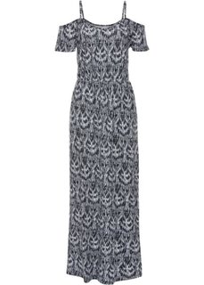 Трикотажное макси-платье с вырезами (черный с узором) Bonprix