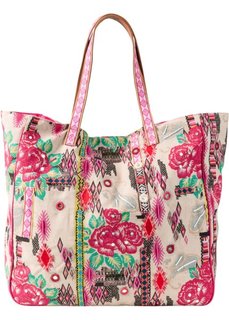 Большая сумка-шопер с принтом и бусинами (кремовый/различные расцветки) Bonprix