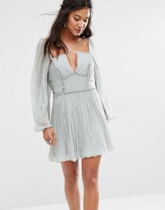 Плиссированное Платье с бретелями Free People Aquarius - Зеленый
