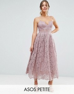 Кружевное платье миди для выпускного ASOS PETITE - Фиолетовый