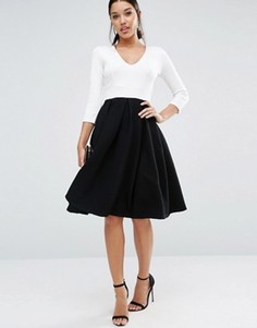 Черно-белое платье миди ASOS - Черный