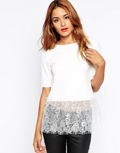 Топ с кружевной вставкой ASOS - Кремовый