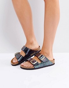 Сандалии с верхом цвета металлик Birkenstock Arizona Birko - Черный