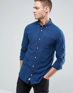 Приталенная рубашка из хлопка шамбре Jack &amp; Jones Vintage - Синий