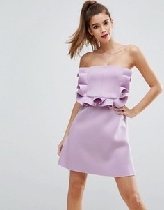 Платье-бандо мини с оборками ASOS PREMIUM - Фиолетовый