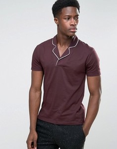 Футболка-поло с отложным воротником и отделочными швами ASOS - Красный