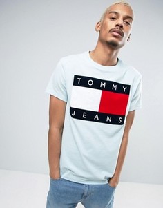 Голубая футболка в стиле 90-х с логотипом Tommy Jeans M1 - Синий