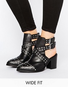 Кожаные туфли для широкой стопы с вырезами и заклепками ASOS ROCKY - Черный
