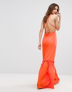 Платье макси с перекрестами на спине Boohoo - Оранжевый
