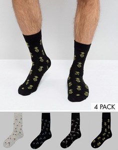 4 пары носков с фламинго и пальмами Jack & Jones - Мульти