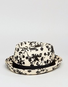 Шляпа с широкими полями и цветочным принтом ASOS - Бежевый