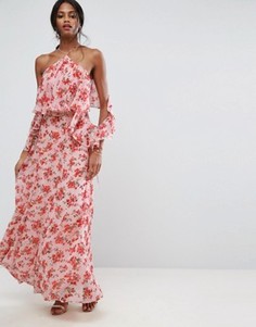 Платье макси с оборками и цветочным принтом ASOS - Мульти