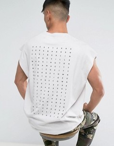 Oversize-футболка без рукавов с принтом на спине ASOS - Серый