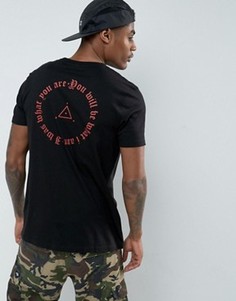 Свободная футболка с принтом на спине ASOS - Черный