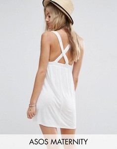 Пляжное трикотажное платье мини с перекрестными бретельками ASOS Maternity - Белый