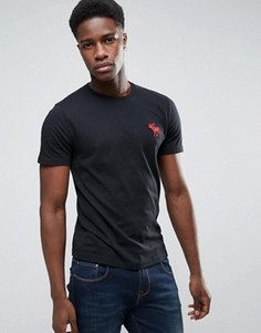 Черная обтягивающая футболка с логотипом Abercrombie &amp; Fitch - Черный