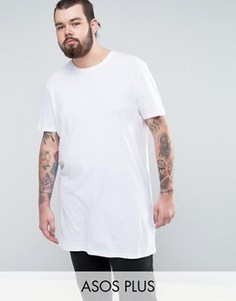 Длинная футболка с круглым вырезом ASOS PLUS - Белый