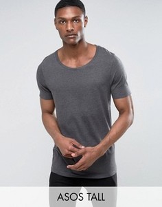 Длинная футболка с овальным вырезом ASOS TALL - Серый