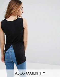 Топ в рубчик с разрезом на спине ASOS Maternity - Черный