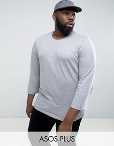 Серая футболка с рукавами 3/4 ASOS PLUS - Серый