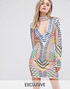 Платье мини с чокером и декоративной отделкой Starlet - Мульти