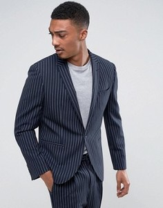 Пиджак скинни в тонкую темно-синюю полоску ASOS - Темно-синий