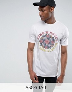 Свободная футболка с принтом Guns N Roses ASOS TALL - Белый