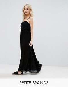 Платье макси с отделкой кроше Boohoo Petite - Черный