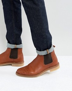 Светло-коричневые кожаные ботинки челси с плетеной отделкой ASOS - Рыжий