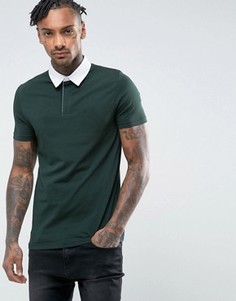 Зеленая обтягивающая футболка-поло ASOS - Зеленый