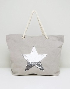 Серая пляжная сумка с серебристой звездой South Beach - Серый