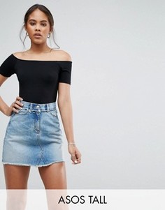Боди с открытыми плечами и короткими рукавами ASOS TALL - Черный