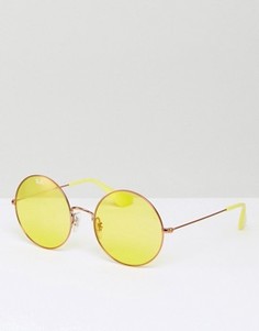 Круглые желтые солнцезащитные очки в стиле oversize от Ray Ban - Желтый