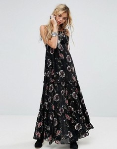 Платье макси с цветочным принтом Free People - Черный