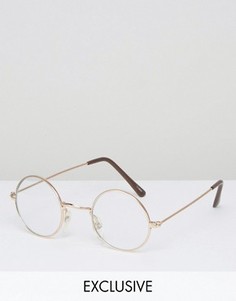Круглые очки с прозрачными стеклами Reclaimed Vintage - Серебряный