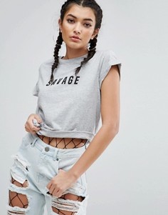 Футболка с принтом Savage ASOS - Серый