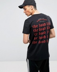 Черная футболка с принтом Hood Life на спине Criminal Damage - Черный