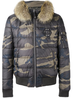 racoon fur trim puffer jacket Philipp Plein