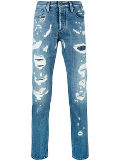 джинсы прямого кроя с потертой отделкой Emporio Armani