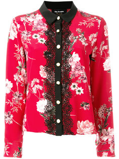 блузка с цветочным принтом и кружевом  The Kooples