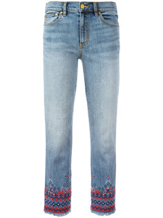 укороченные джинсы с вышивкой Tory Burch