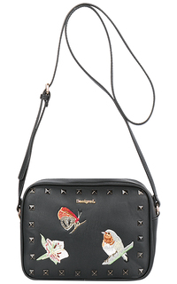 Черная сумка из экокожи с вышивкой Desigual