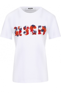 Футболка прямого кроя с контрастной отделкой MSGM