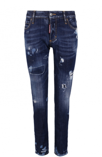 Укороченные джинсы прямого кроя с потертостями Dsquared2
